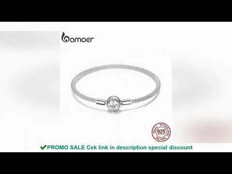BAMOER 925 Sterling Silver Classic Love Forever Snake Chain Bracelets for Women Charm Bead DIY Fine