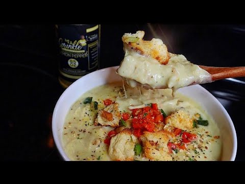 Creamy Lemon Pepper Chicken and Rice Soup!