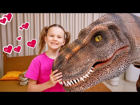 Baby Dinos & Giant T-Rex Morning Routine with Stephi: Feeding & Caring