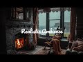 Live Rainy Irish Coastal Cottage Fireplace Rain Stormy Sea Ambience ASMR For Sleep