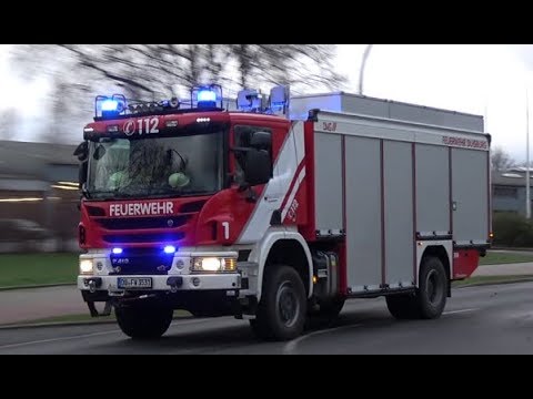 [Neuer Scania Rüstwagen - Sturmtief Eberhard] Einsatzfahrten FW1 + LZ110 BF Duisburg