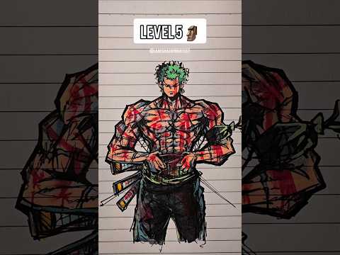 Drawing Zoro in Different Level ✨️ #shorts #zoro #howtodraw #onepiece