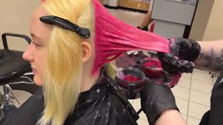 Red & Pink Colorblocking Step-by-step with Kyla at JCpenney Salon | The Tease x JCPenney Salon