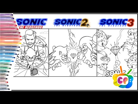 Sonic the Hedgehog 1-2-3 Official posters/ Sonic, Sonic 2, Sonic 3 coloring books