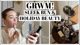 Get Ready With Me.. Ballerina Bun tutorial & Holiday beauty look Ft. Mejuri!