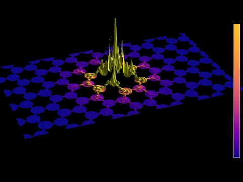 3D render of waves in a honeycomb lattice of connected circles