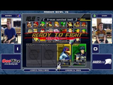 Raider Bowl VII Melee Singles - Chum (Jigglypuff/Marth) vs Bones (Falco) - Loser's Finals