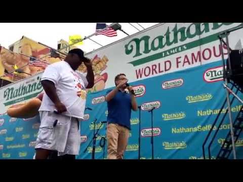 George Shea Rehearses Intro for Badlands Booker for Nathan's Famous (2015)
