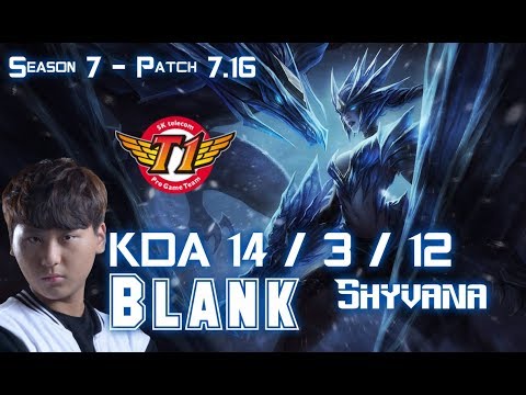 SKT T1 Blank SHYVANA vs OLAF Jungle - Patch 7.16 KR Ranked