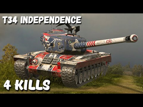 T34 Independence - 4 KILLS | 3,4 K Damage, WoT Blitz Replay