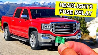 GMC SIERRA HEADLIGHTS  FUSE RELAY LOCATION REPLACEMENT 2014 2015 2016 2017 2018 2019
