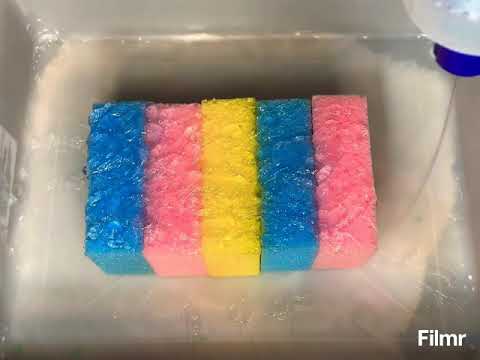 Esponjas com Álcool em gel 💙💖💛 Sponges with gel alcohol