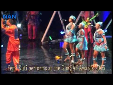 Femi Kuti performs at the GLO CAF Awards 2016
