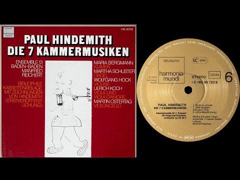 Hindemith - Kammermusik Nr.7 for Organ and Chamber Orchestra (Schuster, Reichert) (vinyl)
