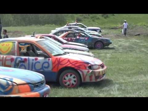 Car demolition derby! ( Cop car gets Destroyed! UNREAL ) 2016