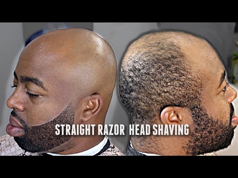 SHAVING A BALD HEAD W/ BEARD LINEUP V.2 Straight Razor Tutorial HD!
