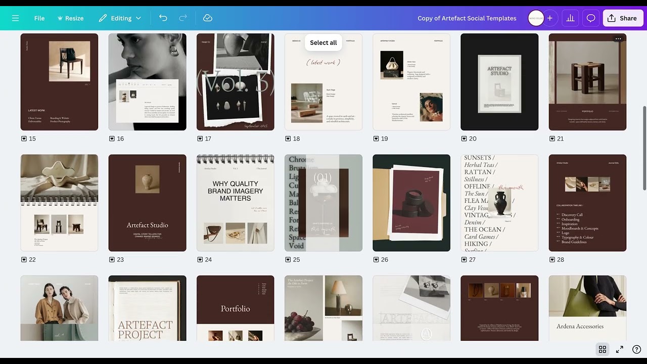 Artefact Canva Social Templates