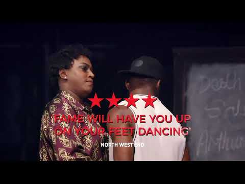 Promotional trailer frame for Fame the Musical — cast in rehearsal and performance montage