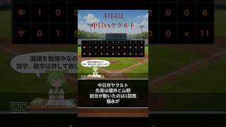 4月4日プロ野球試合結果　中日対ヤクルト