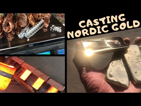 NORDIC GOLD BAR CASTING - How To Make Nordic Gold At Home - ASMR Metal Melting - BigStackD Casting