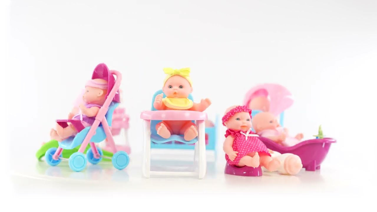 Set of 8 Baby Dolls with Costumes and Accessories