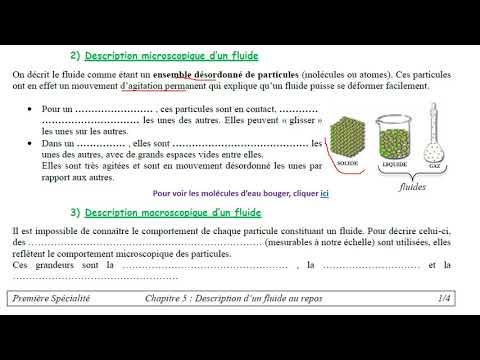 Première spécialité - Description d'un fluide au repos 1/2