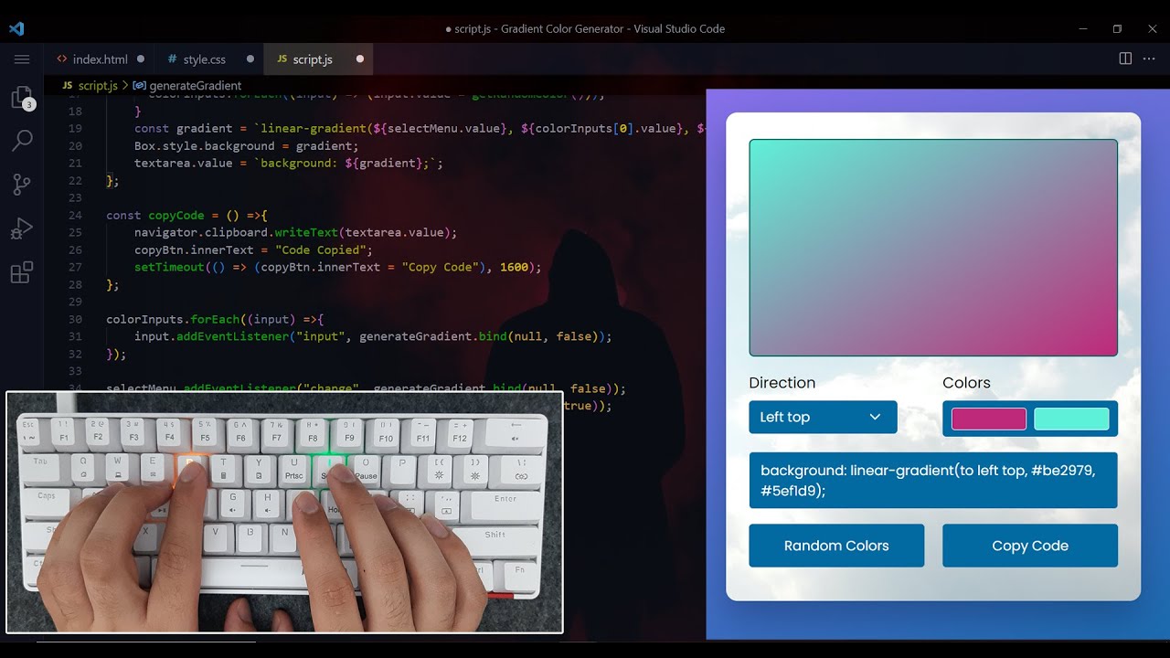 ASMR Programming - Gradient Color Generator With JavaScript  - No Talking