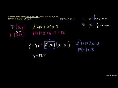 Równanie prostej normalnej do krzywej w punkcie T