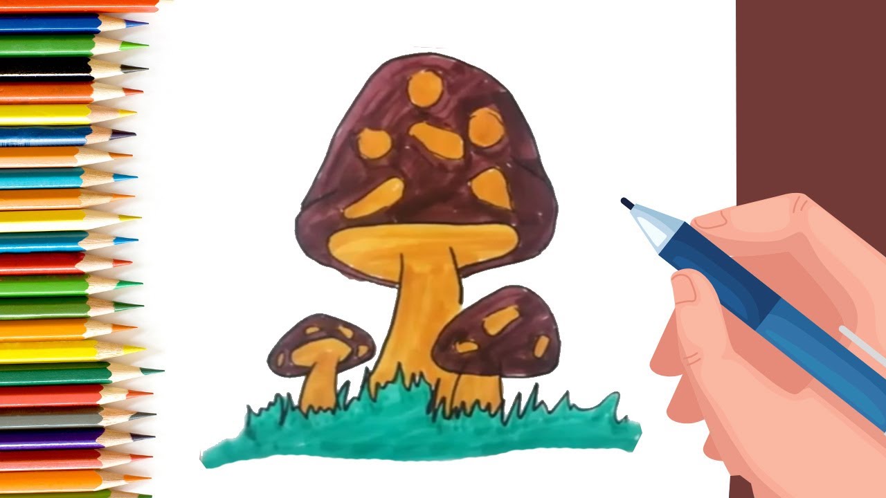 How to draw mushroom for Kids