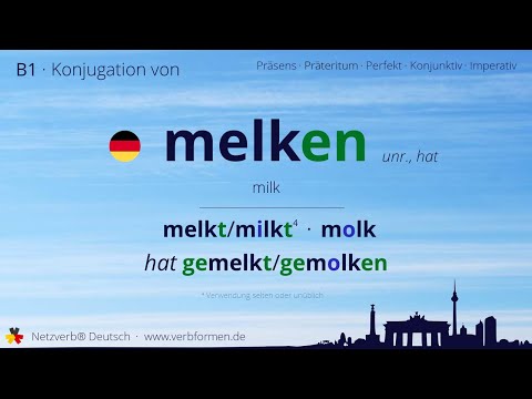 Konjugation des Verb „melken“ (unr.) - alle Zeitformen lernen, Übersetzung, Tutorial