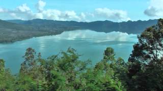 The lake, Danau Batur, is the largest crater lake on the island of Bali, Indonesia