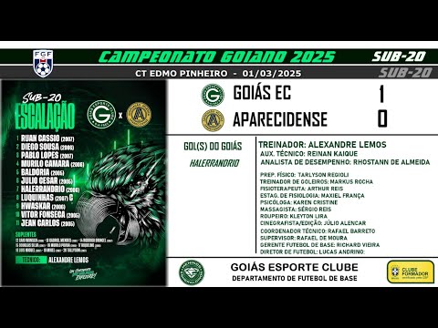 S20-GOIÁS 1 X 0 APARECIDENSE | LANCES | CAMPEONATO GOIANO | 01/03/2025