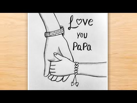 Father's Day Drawing with Pencil Sketch / Fathers Day Special Drawing / Father's Day Poster Drawing