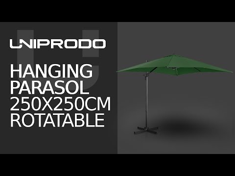 Video - Zweefparasol - groen - vierkant - 250 x 250 cm - draaibaar