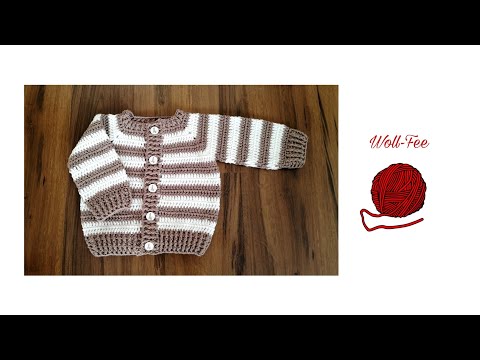 Babyjacke gestreift häkeln, Gr. 74/80, Schritt für Schritt Anleitung, auch andere Größen