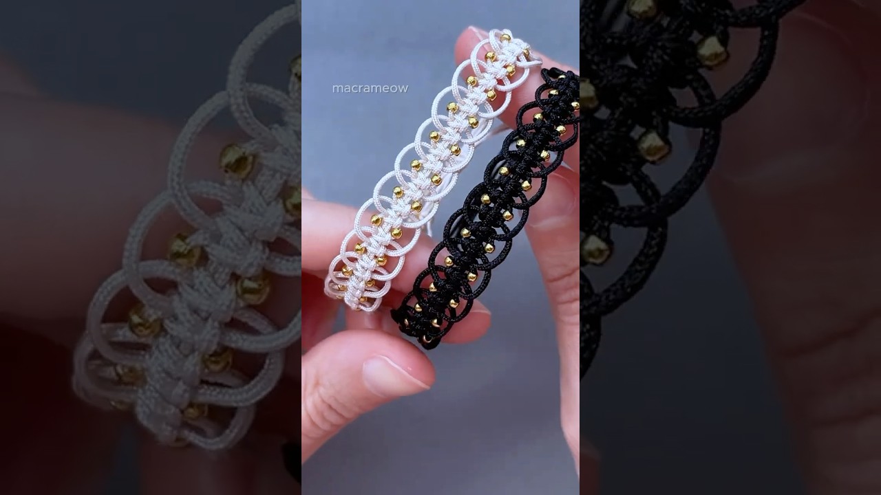 Easy macrame bracelet with a golden accent ✨ #diybracelet #macramebracelet #bracelet