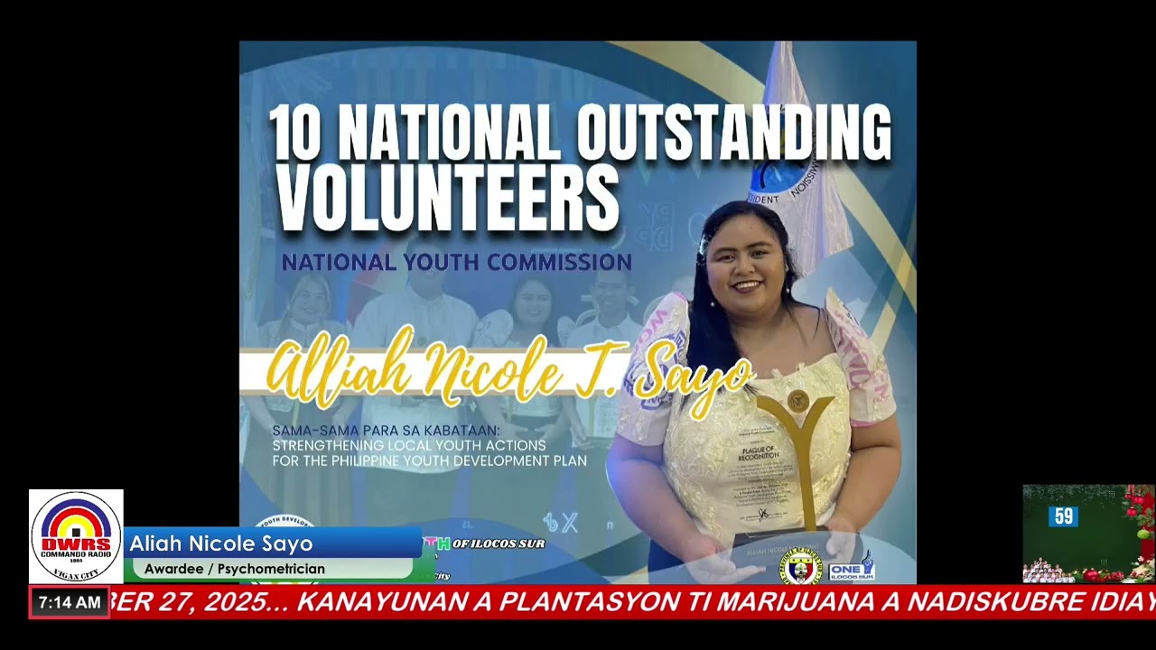 Youth Leader ti I. Sur  maysa kadagiti Outstanding Volunteers iti intero a pagilian