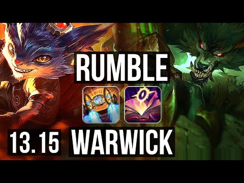 RUMBLE vs WARWICK (TOP) | 10/0/7, 3.1M mastery, Legendary, 300+ games | KR Master | 13.15