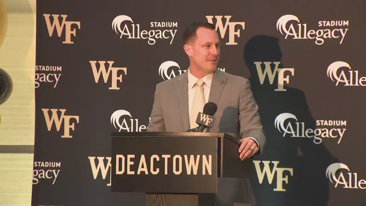 Wake Forest University introduces new head football coach Jake Dickert