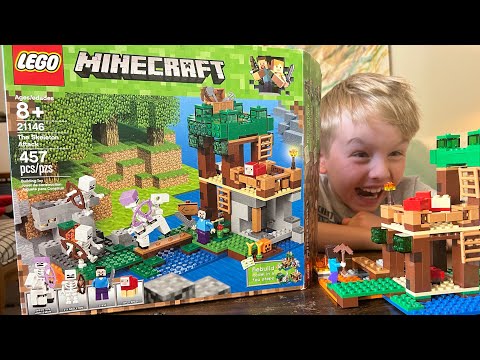 Kids Review: LEGO Minecraft The Skeleton Attack 2018 Building Toy Set #21146 Review by Jack’s Videos