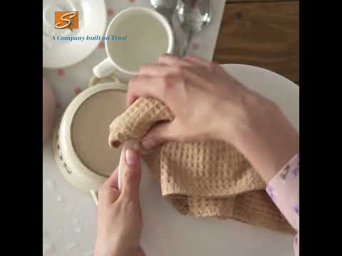 Green kitchen waffle towels at best price