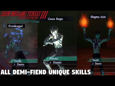 Shin Megami Tensei 3 Nocturne HD Remaster - ALL Demi-Fiend Unique Skills