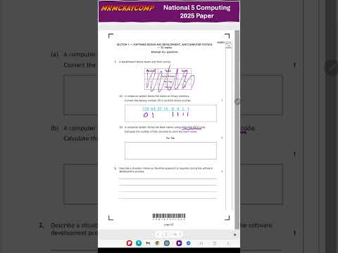 N5 Computing 2025 Paper Q1 (Binary numbers, ASCII)