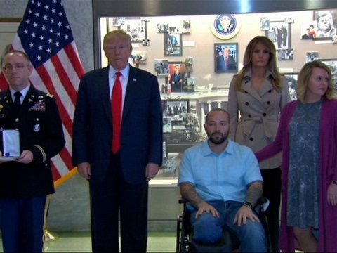Trump Awards Purple Heart at Military Hospital