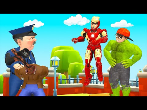 Nick Hulk vs Nick Iron Man Rescue Dad From Zombie - Scary Teacher 3D Superheros Animation
