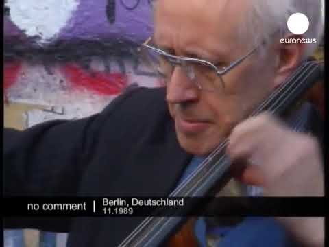ROSTROPOVICH PLAYS THE BACH'S CELLO SUITE  DURING THE FALL OF THE BERLIN WALL