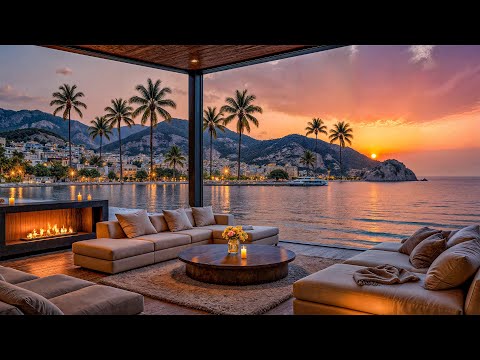 Mellow Bossa Nova Jazz Seaside Lounge – Groovy Jazz Reflection Beneath The Sunset Ocean Sky