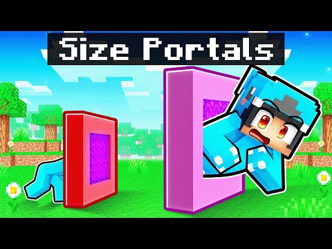 Using SIZE PORTALS To Prank My Friends In Minecraft!