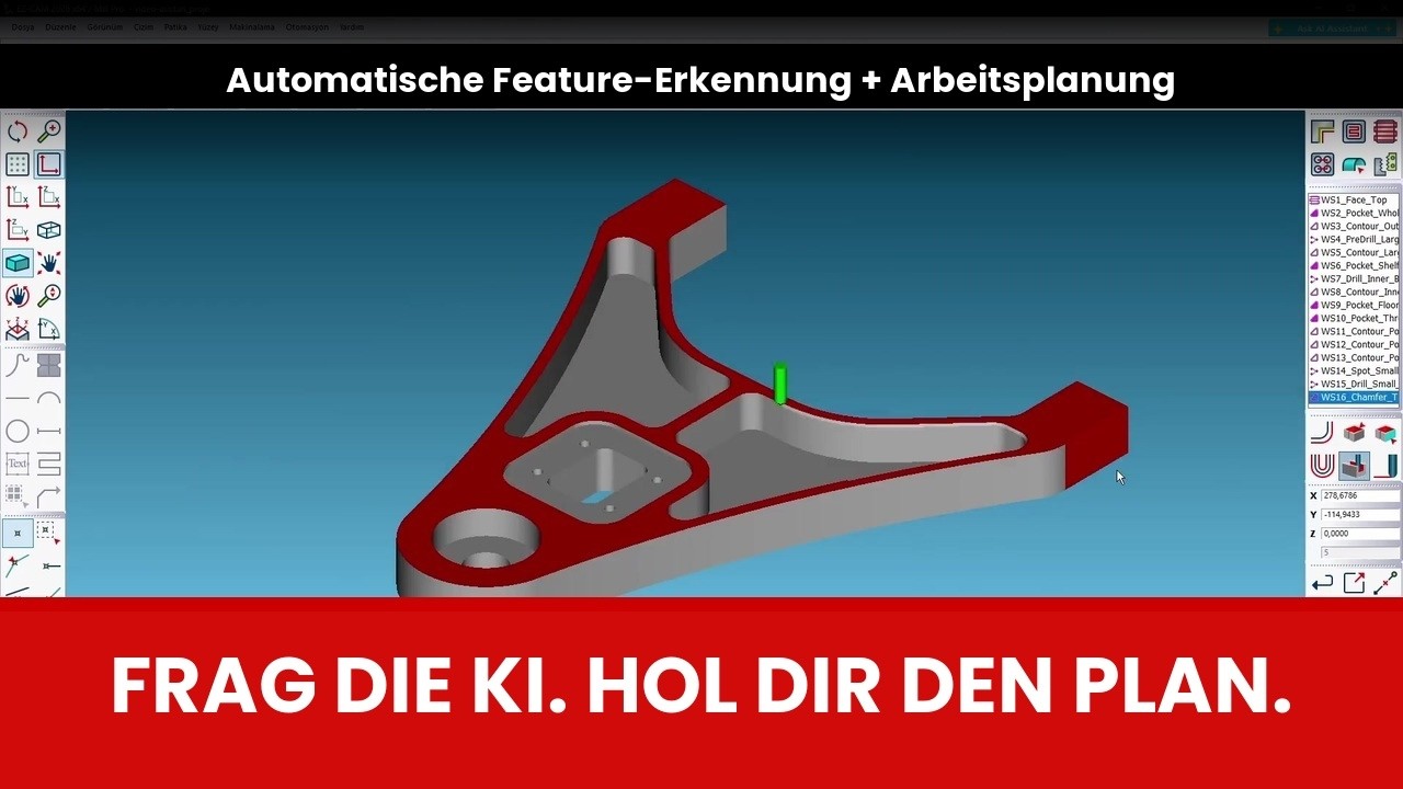 Was ist neu in EZ-CAM 2027 – Frag die KI, hol dir den Plan: automatische Feature-Erkennung und Arbeitsplanung