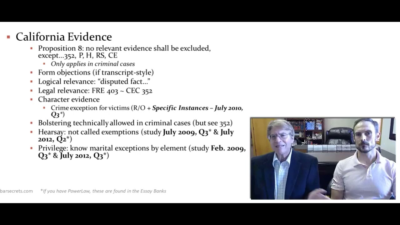 Webinar:  An approach for California Evidence essays